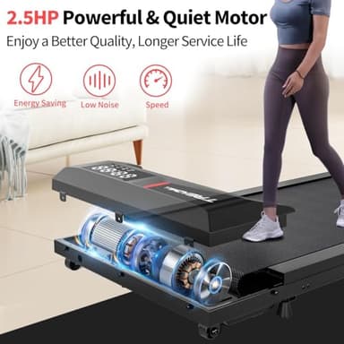 Walking Treadmill Pad, Under Desk Treadmill with Incline for Home and Office, 2.5HP Low Noise Treadmills with Remote Control, Compact Design Walking Jogging Running Machine - Image 3