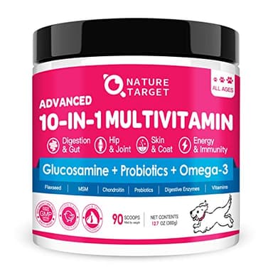 NATURE TARGET Dog Vitamins Powder, Probiotics & Digestive Enzymes for Gut Health, Glucosamine & Chondroitin & Omega 3, Complete Supplement for Homemade Dog Food, Joint & Skin & Immune Support - Image 1