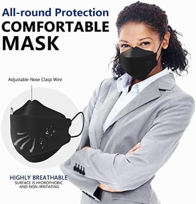 LEVENIS KN95 Face Masks 100 Pack, Breathable Comfortable and Disposable KN95 Mask, Black - Image 4