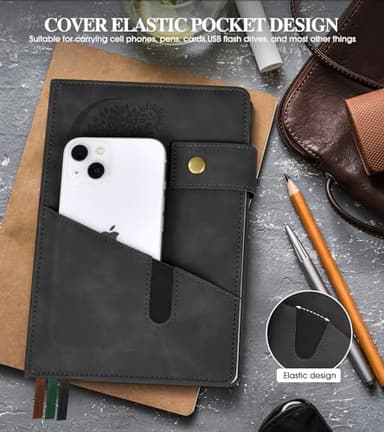 PAIBAS Blank Journal Notebook, A5 Hardcover Leather Sketchbook with 200 Pages Thick Blank Paper for Men Women, Unlined Drawing & Writing Journal, 5.9" x 8.4" Plain Notebook (black) - Image 3