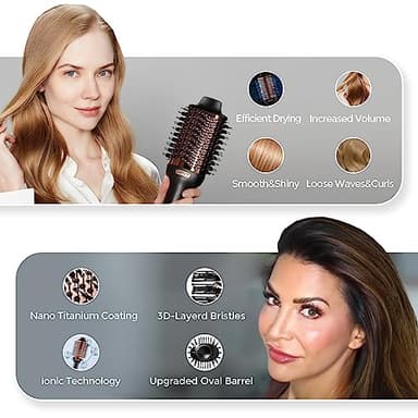 TYMO Hair Dryer Brush Blow Dryer Brush in One, 4 in 1 Ionic Hairdryer and Styler Volumizer with Oval Titanium Barrel, Hot Air Straightener for Smooth Frizz-Free Blowout, Gold - Image 7