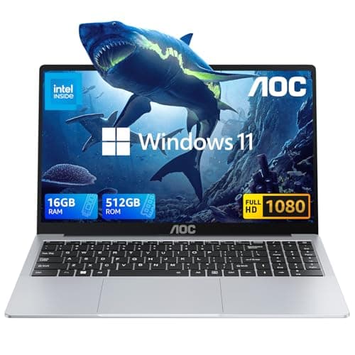 AOC 2025 Laptop, Laptop Computer with Intel Quad-Core Processor Twin Lake N150(Up to 3.6GHz) 16GB DDR4 512GB SSD 15.6 Inch FHD Premium Laptop Windows 11 Pro, Metal Shell, Type-C