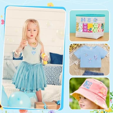 Letter Patches Self-Adhesive for Kids Clothing: Kingsow Blue 60Pcs Flowers Butterfly Letters Patch Stickers A-Z Alphabet Applique - Cute Fabric Letters Patches Stick on Jackets Hats Bags DIY Crafts - Image 3