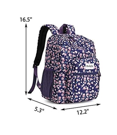abshoo Womens Floral School Backpack For College Teen Girls Water Resistant Bookbag (Floral Purple) - Image 5