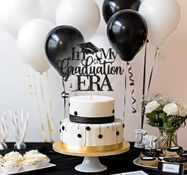 In My Graduation Era Cake Topper, Congrats Grad Class of 2025 Cake Topper, You Did It, We are So Proud of You, Funny Graduation Party Decorations, Black Glitter - Image 7