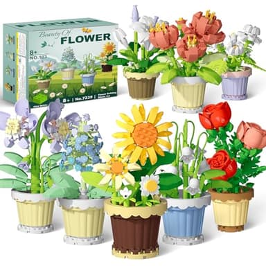 Flowers and Plant Building Set, (1671 Pcs) 8 Kinds Flowers Botanical Bonsai Building Set for Adults, Kids, Girls, Idea Gifts for Mother's Day, Birthdays, Creative Building Block Toys Decor for Home - Image 1