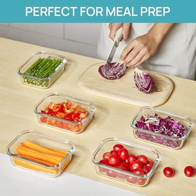 Vtopmart 5Pack 22oz Glass Storage Containers with Lids, Glass Meal Prep Food Container Sets with Snap Airtight Lids for Microwave, Oven, Freezer and Dishwasher - Image 2