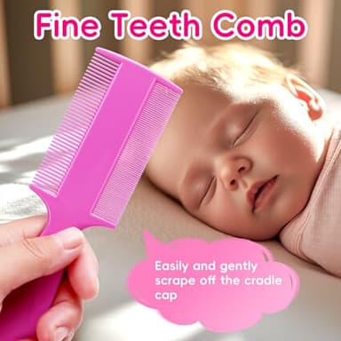 Cradle Cap Brush for Babies, Set of 5 Baby Bath Essentials with Bath Sponge Silicone Scrubber Long Handle Comb for Newborns Toddlers Boys Girls (Pink) - Image 5