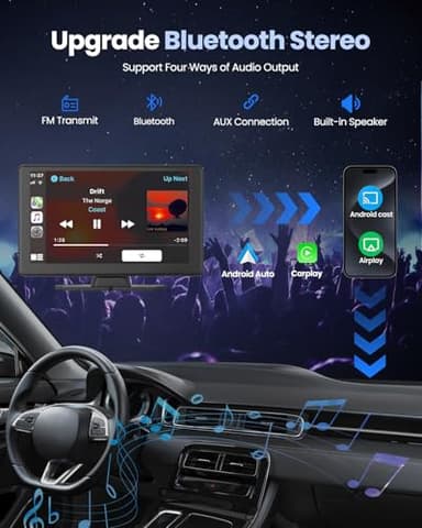 VyKure Portable Carplay Screen for Car 5K Dash Cam, 9" Wireless CarPlay & Android Auto Car Audio Receivers with 1080p Backup Camera, Bluetooth/GPS Navigation/Voice Control/Mirror Link (Black) - Image 4