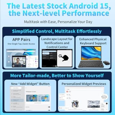 JJGJ Android 15 Tablet 10 Inch, 26GB RAM+256GB ROM/2TB Expandable, 2 in 1 Tablets with Keyboard Case Mouse Stylus, 2.0GHz Octa-core CPU, IPS HD Screen, 5G WiFi BT 5.0, 8000mAh Battery (Black Case) - Image 2