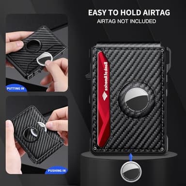 Airtag Wallet for Men, Mens Smart Wallet for Air Tag RFID Blocking, Minimalist Bifold Pop Up Aluminum Credit Card Case Holder 12+ Cards with ID Window, Gift for Men, No Airtag Included, Carbon Fiber - Image 8