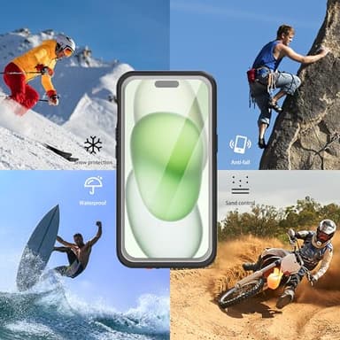 Oterkin Magnetic for iPhone 15 Case Waterproof,[Compatible with MagSafe][Full Body Protection][Military Rugged] Phone Case with Built-in [Invisible Foldable Stand & Screen Protector] (Blue) - Image 6