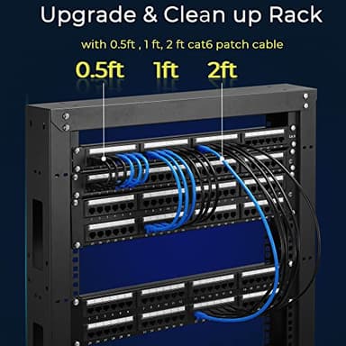Rapink Patch Cables Cat6 7ft (24 Pack), Ethernet Patch Cable 10G, Cat 6 Patch Cable for Patch Panel to Switch, Flexiable Cat 6 Ethernet Cable with Gold Plated Black - Image 4