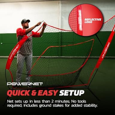 PowerNet Baseball & Softball Practice Net 7x7 FT, Outdoor Baseball Training Equipment for Pitching & Batting Practice (Red Net) - Image 6