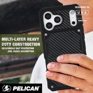 Pelican Shield iPhone 17 Pro Max Case [Compatible with MagSafe] Rugged Phone Case w/ 24ft Military-Grade Drop Protection - Heavy Duty Phone Cover w/Belt Clip Holster for iPhone 17 Pro Max - Carbon - Image 7