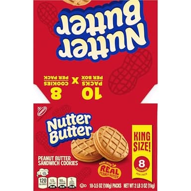 NUTTER BUTTER Peanut Butter Sandwich Cookies, King Size, 10-3.5 oz Snack Packs - Image 14