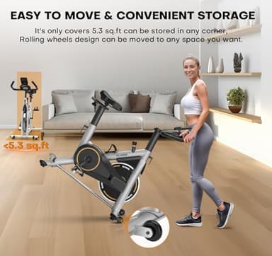 Exercise Bike, Adjustable Magnetic Resistance Stationary Bikes for Home with App Compatible, Quiet Indoor Cycling Bike with 350lbs Weight Capacity Comfortable Seat, Digital Monitor & Phone Mount - Image 9