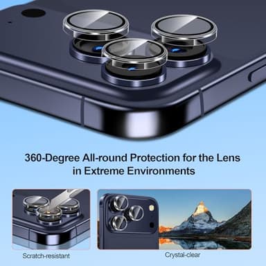 QHOHQ [1-Second Auto-Install] 3 Pack Screen Protector for iPhone 17 Pro [6.3 Inch] + 1 Set Camera Lens Protector, Shatterproof Tempered Glass, [Military Grade Protection], Anti-Finger, Case Friendly - Image 8