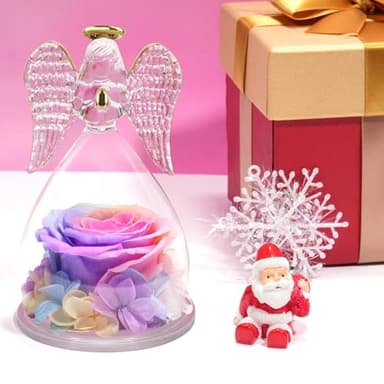 Yamonic Mom Birthday Gifts for Mom, Angel Figurines with Real Rose Gifts for Her Mom Grandma, Preserved Rose Angel Figurines for Mothers Day Birthday Gifts for Women Her (Rainbow) - Image 7