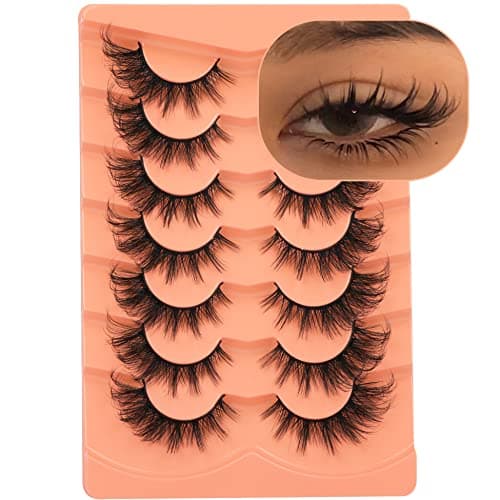 False Eyelashes Wispy Lashes Natural Look Fake Eyelashes Cat Eye Lashes Mink Fluffy Strip False Lashes Fox Eye Lashes Pack 7 Pairs ALICROWN - Image 1