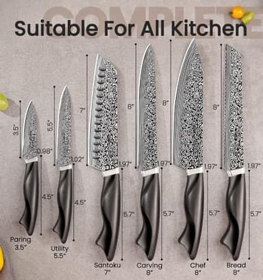 Knife Set, 15 Pieces Kitchen Knife Set with Built in Sharpener, High Carbon German Stainless Steel Knife Block Set, Dishwasher Safe - Image 2