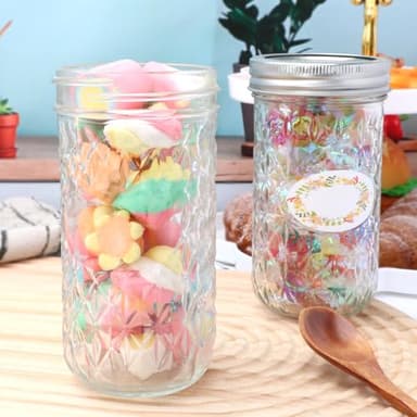 Accguan 12oz Mason Jar,Glass Jars With Regular Lids, Purple Pen, Stickers for Wedding, Party, Baby Shower, Bridal Shower, Birthday,12PCS - Image 2