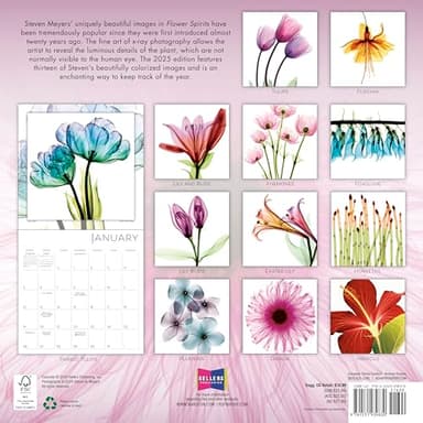 Flower Spirits 2025 Wall Calendar — Radiographs of Nature by Steven N. Meyers, 12" x 12" - Image 2