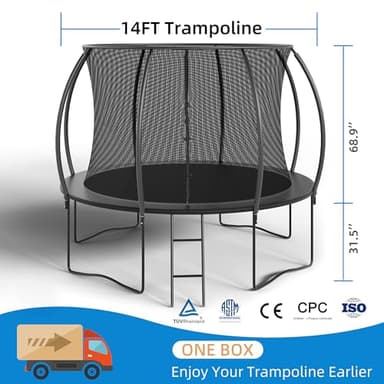 ALTLER 14FT Trampoline Enclosure Net Outdoor Jump for Kids and Adults Round ASTM Approved 400/450LBS Weight Capacity - Image 3