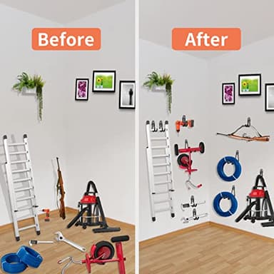 HUPBIPY 12 Pack Garage Hooks Heavy Duty Utility Steel with Anti-Slip Coating Wall Mount Storage Organizer for Hanging Power and Garden Tools, Ladders, Hose, Bikes, Ropes, Bulk Items, and More - Image 6