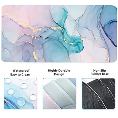 Ergonomic Large Mouse Pad and Keyboard Wrist Rest, Desk Pad for Keyboard and Mouse, 4-in-1 Large Gaming Mouse Pad with Wrist Support - Blue Marble - Image 2