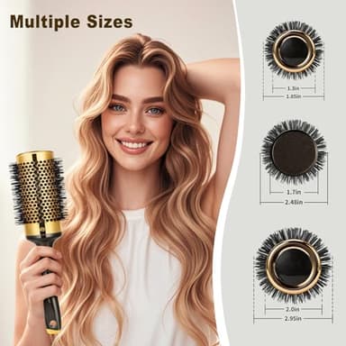 Large Round Brush for Blow Drying, Aluminum Round Hair Brushes for Women, Roller Brush for Blow Drying and Styling, Gold, For Curly and Straight-2 Inch Barrel, 2.95 Inch with Bristles - Image 6