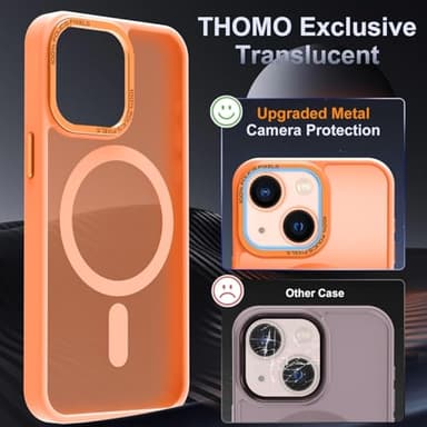 Thomo Strong Magnetic for iPhone 13 Case & iPhone 14 Case [Compatible with Magsafe] Translucent Matte Slim Shockproof Women Girl Anti-Fingerprint Protective Case for iPhone 14/13 6.1", Orange - Image 4