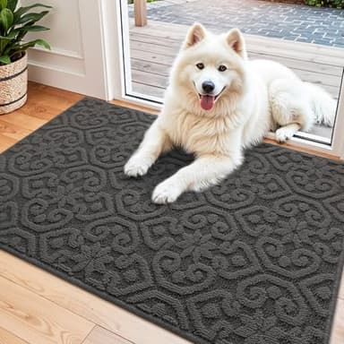 DEXI Front Door Entryway Mat Non Slip, 4x6 ft Large Washable Inside Entrance for House Floor Low Profile, Thin Entry Doormat Absorbent Dirt Trapper, Dark Grey - Image 9