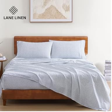 LANE LINEN Eco Friendly 100% Organic Cotton Queen Bed Sheets Set, Printed Modern Polka Dot Cotton Sheets, Soft & Comfy Low Pill Fade Resistance Fully Elasticized Queen Size Bed Set 15" deep Pockets - Image 2