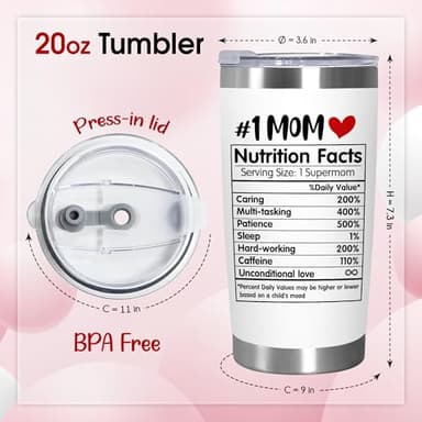 TEEZWONDER Birthday Gifts for Mom - 20 oz Stainless Steel Insulated Coffee Tumbler with Lid - Mom Birthday Gifts from Daughter Son, Mothers in Law, Mama, Grandma Gift Ideas, Tumblers for Women - Image 3