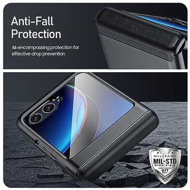 BSNRM for Motorola Razr Plus 2023 case, Built-in Screen Protector & Hinge Protection & Ultra Thin Matte PC Shockproof Phone Cover Smartphone Case for Moto Razr Plus 2023 (Black) - Image 5