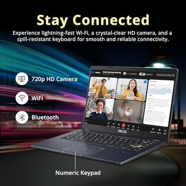 ASUS 14" Laptop for Business & Student, 14" FHD Display, Intel Celeron N4500, 4GB Memory, 64GB eMMC, NumberPad, Webcam, Wi-Fi, HDMI, Windows 11 (Renewed) - Image 5