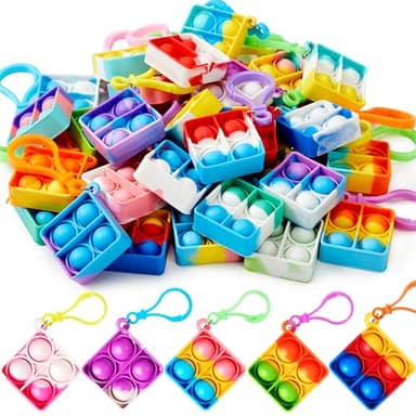 JOYIN Square Pop Fidget Keychain 30 Pack Pop Fidget Toys Bulk Party Favors for Kids 4-8,8-12 Years, Halloween Goodie Bags Stuffers Back to School Gifts for Students Classroom Prizes Sensory Toys - Image 1
