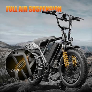 Jasion RetroVolt Electric Bike, 1500W Peak Motor up to 30MPH, 624WH Removable Battery, 70Miles Max Range (PAS1), Full Suspension, 20'' Fat Tire All Terrain Retro Style Electric Bike for Adults - Image 5