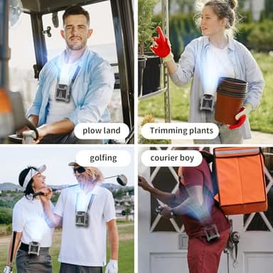 Socool 10000mAh Portable Waist Fan Clip on Wearable Belt Personal Fan Rechargeable Battery operated With 5 Speeds & Flashlight Neck Hands-Free 40H Cooling For Outdoor Camping Travel (Gray） - Image 9