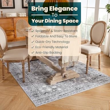 Istana 5x7 Area Rug - Grey Rugs for Living Room 5x7 - Foldable Rugs for Bedroom - Stain Resistant Washable Rug - Eco-Friendly Boho Area Rugs - Easy to Clean Living Room Rug - Image 6