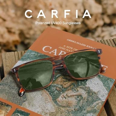 CARFIA Retro Polarized Sunglasses for Men UV Protection Hand-crafted Acetate Frame Fashion Cool Sun Glasses Green Lens - Image 3