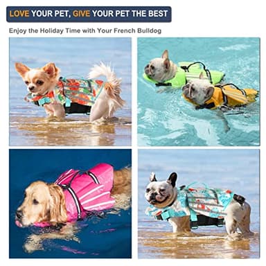 Petglad Wings Dog Life Jacket Adjustable Dog Life Vest with Chin Float Reflective Stripes and Rescue Handles, High Buoyancy Hawaiian Floral Puppy Swim Float Vest for Small Medium Large Dogs - Image 5