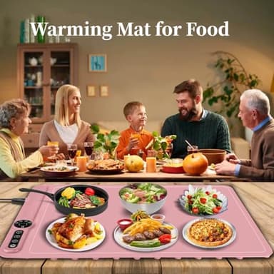 SUNMORN Warming Trays For Buffets Party, Warming Mat for Food, Precise Temperature Control Food Warming Mat, Uniform Heating Warming Mat, Electric Warming Tray, Premium Silicone Portable (Pink) - Image 2