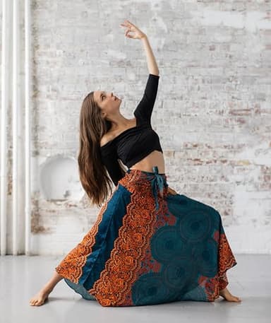 Long Skirts for Women Maxi Boho Skirt Hippie Clothes Bohemian Skirt Print (Emerald Floral, One Size) - Image 4