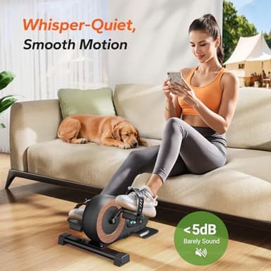 Under Desk Bike Pedal Exerciser, Quiet Magnetic Mini Exercise Bike with MERACH App for Arm, Leg Recovery, Physical Therapy, Smooth Foot Desk Cycle with 2 Resistance Bands & Non-Slip Mat - Image 6