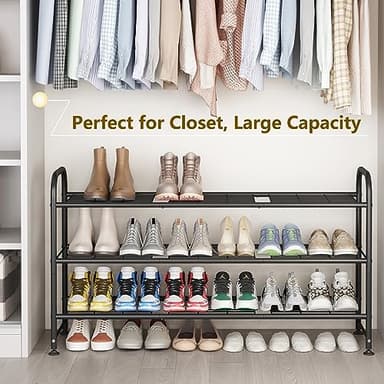 LINZINAR Shoe Rack 3 Tier Long Metal Shoe Organizer for Closet Entryway Black - Image 4
