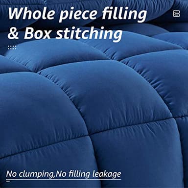 HYLEORY All Season Queen Size Bed Comforter - Cooling Down Alternative Quilted Duvet Insert with Corner Tabs - Winter Warm - Machine Washable - Navy Blue - Image 2