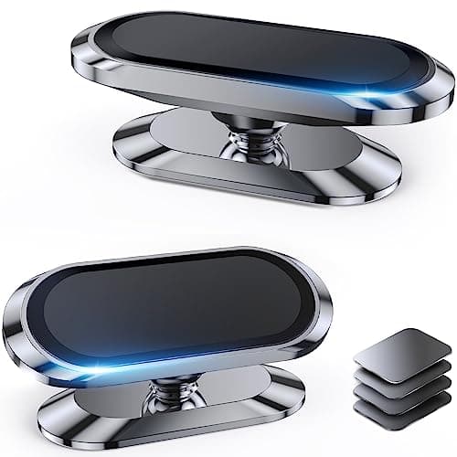 【2-PACK】Magnetic phone holder for car, [ Super Strong Magnet ] [ with 4 Metal Plate ] iPhone Magnetic car mount for cell phone, [ 360° Rotation ] Universal Dashboard adhesive Car Magnetic Phone Mount - Image 1
