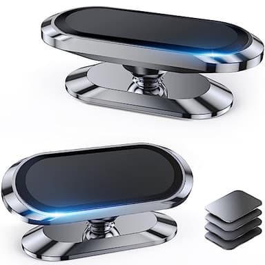 【2-PACK】Magnetic phone holder for car, [ Super Strong Magnet ] [ with 4 Metal Plate ] iPhone Magnetic car mount for cell phone, [ 360° Rotation ] Universal Dashboard adhesive Car Magnetic Phone Mount - Image 1